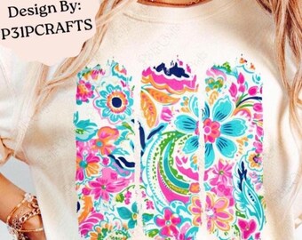 Boho Preppy Floral Brushstroke PNG for Sublimation T-Shirt Design - Cheerful Summer Digital Download