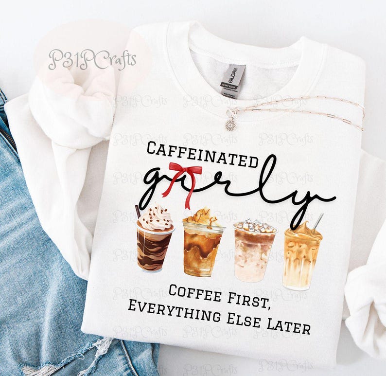 Caffeinated  PNG, Purchase once and enjoy unlimited use! Includes Crafters, POD, Personal and Small Businesses. Free commercial use.