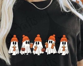 Pumpkin Spice Ghost PNG: Halloween Sublimation Design, Digital Download