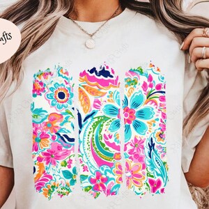 Chemise florale d'été PNG, sublimation de coup de pinceau preppy, conception de fleurs bohèmes pour t-shirts, conception de chemise d'été gaie, esthétique preppy png thumbnail