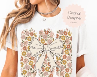 Preppy Floral Brushstroke PNG: Boho Wildflower Shirt Design (Digital Download)