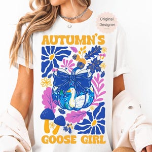 秋のガチョウ PNG、ハロウィンの秋のガチョウ PNG、Tシャツ用のおどけたガチョウ昇華デザインのダウンロード、リボン付き花柄カボチャ PNG、秋のガチョウ