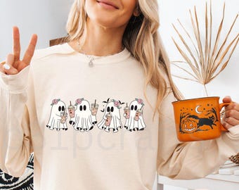 Cute Ghost PNG, Pumpkin Spice Ghost, Pink Floral Ghost with Drink PNG, Halloween Spooky Season, Digital Download, Cute Ghost png, Floral png