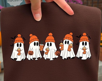 Pumpkin Spice Ghost PNG: Halloween Sublimation Design, Digital Download