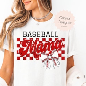 Mamá de béisbol retro PNG a cuadros, mamá de béisbol, sublimación de mamá a cuadros retro, lazo de coqueta de béisbol, lazo de béisbol, mamá de béisbol retro