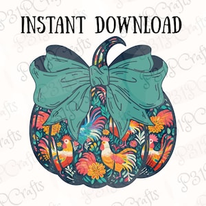 Chicken Pumpkin PNG: Preppy Autumn Coquette Sublimation Design (Digital Download)