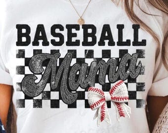 Baseball Mama Yarn PNG Design, Crochet Bow Sublimation Graphic