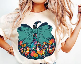Chicken Pumpkin PNG: Preppy Autumn Coquette Sublimation Design (Digital Download)