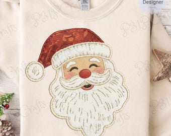 Retro Santa Embroidery PNG Design, Vintage Christmas Embroidery, Digital Download