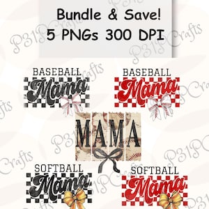 Retro Baseball Mama PNG-BUNDEL, Softball Mama png-BUNDEL, Baseball Mom shirtontwerpen, Softball Mama shirtontwerpen, honkbalsublimatie, png