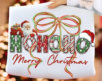 Retro Santa Coquette PNG, Preppy Christmas Bow, Xmas Digital Download