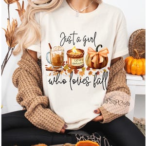 Just a Girl Who Loves Fall PNG, Pumpkin Spice Autumn Sweater Women png 300 DPI, Trendy Fall T-Shirt Design, Fall Digital Download, Cozy Clip Art