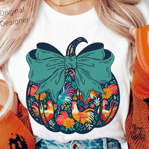Chicken Pumpkin PNG: Preppy Autumn Coquette Sublimation Design (Digital Download)