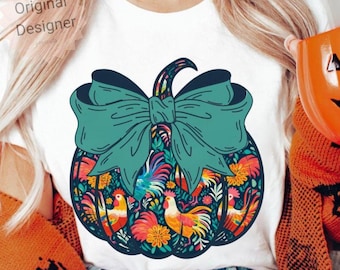 Chicken Pumpkin PNG: Preppy Autumn Coquette Sublimation Design (Digital Download)