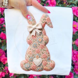 Floral Crochet Bunny PNG for Easter Shirts, Vintage Spring Rabbit Design, Cottagecore Bunny Art for Sublimation Printing