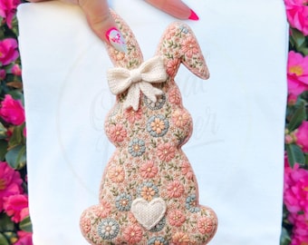 Floral Crochet Bunny PNG, Cottagecore Bunny Digital Download