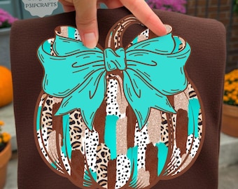 Leopard Pumpkin Bow PNG: Coquette Fall Sublimation (Digital Download)