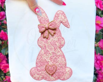 Happy Easter PNG, Pink Bunny Shirt Design, Digital Download