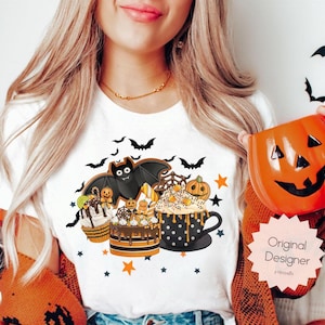 Babeczka nietoperza na Halloween PNG, Słodycze na Halloween PNG, Cukierek albo psikus png, Upiorny kubek z gorącym kakao nietoperza z nadrukiem sublimacyjnym, Uroczy deser na Halloween PNG