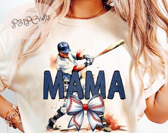 Retro Baseball Mama PNG, Watercolor Sublimation Shirt Design for Moms