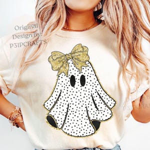 Coquette Ghost PNG, Cute Ghost Png, Polka Dot Ghost Png, Boho Floral Fall Png, Cute Boo png, Girly Halloween Png, Girly ghost png, Ghost Bow