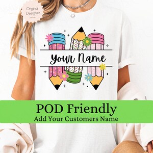 Moldura de nome personalizada Preppy Png, De volta às aulas Png, Lápis de professor Png, Escola retrô Png, Arquivo de nome de professor PNG, Lápis personalizado para crianças png