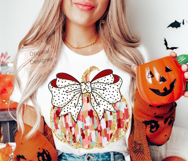 Preppy Pumpkin Coquette Bow png, Preppy Floral Boho Pumpkin Sublimation, Glitter Pumpkin Girly Autumn Shirt Png, Autumn Vibes, Preppy png