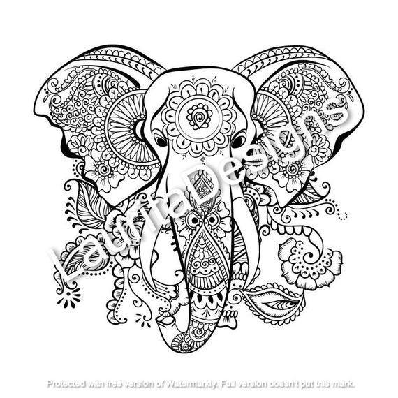 Download Elephant Mandala Svg Zentangle Cricut Silhouette Cut Etsy