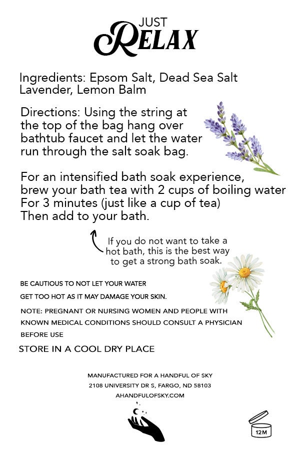 Salt Soak 8oz teabag for Baths 1 Luxury Bath | Etsy