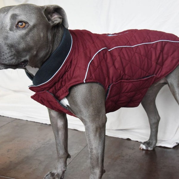 Lightweight Quilted Jacket with harness zipper, Water Resistant, Soft Feel, 5 colors - SM, Med. & Lg Dogs, Free Personalization ( XS-3XL)