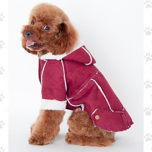 Fabulous Sherpa Coat With Hood For Small Dogs in Pink Wine Or Almond Beige( SM-2XL)- Free Name Personalization Included