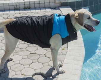 Leichte Zip Up Puffer Weste mit D Ring und Reflektierenden Streifen für große und mittelgroße Hunde - Freie Personalisierung