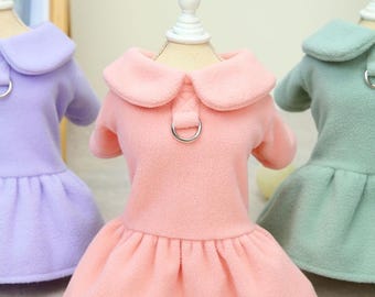 Personalized Micro Fleece Dog Dress – Cozy Puppy Outfit with D-Ring