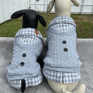 Plush Lined Dog Sweater: Flannel Collar, Snap Closure (XS-XL)