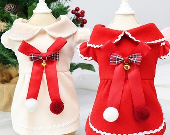 Vestido navideño personalizado para perro: Traje navideño con cascabeles (XS-XL)