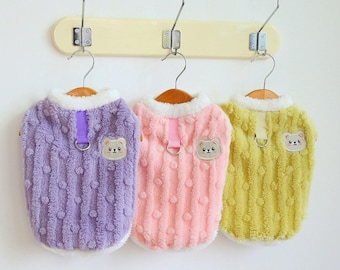 Plush Dog Sweater with Leash D-Ring - Soft Warm and Cozy in 3 Colors - Dogs 2-30 lbs