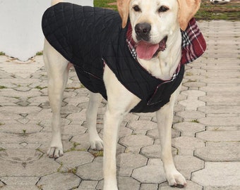 Große Hunde Wende gesteppt & Flanell Karierte Jacke - Selbstverschluss. Für ca. 50-80 Pfund Hunde. Kostenlose Personalisierung inklusive