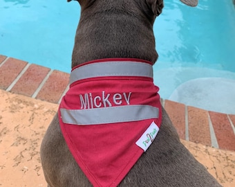 Reflective Safety Bandanas in 5 colors. Lightweight yet Durable. For Small, Medium & Large Dogs or Cats - Free Personalization Included