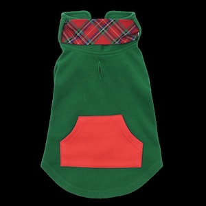 Personalized Christmas Dog Vest – Plaid Fleece Holiday Pet Gift