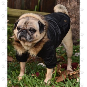 Bomber Jacket Black or Wine, For Small & Medium Sized Dogs, Snap Closures, Soft Furry Fleece Lining SM-2XL image 5