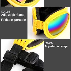 Lunettes de soleil pour chien avec protection UV Mentonnière, pliable, fonctionne parfaitement avec l'eau, la neige, le soleil et le vent Plusieurs options de couleurs image 9