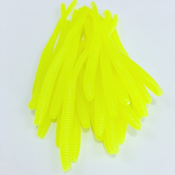 100 Pack 2.5/" Trout Steelhead Worms UV Bass Crappie Panfish Soft Plastic Lure