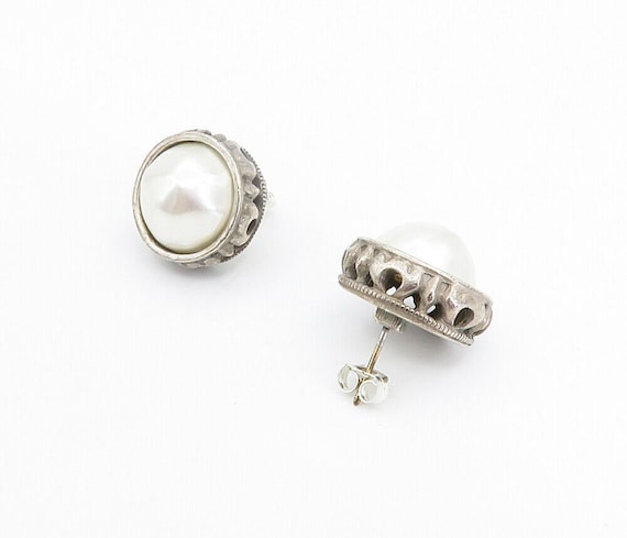 DESIGNER 925 Silver Plated - Vintage Shiny Pearl … - image 3