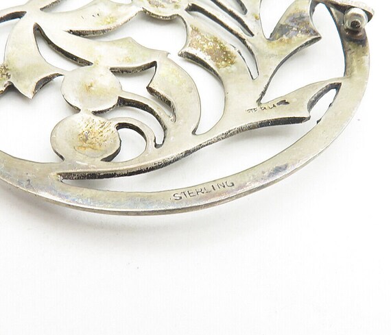 925 Sterling Silver - Vintage Blooming Floral Lea… - image 5