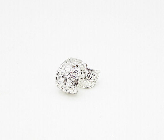 925 Sterling Silver - Shiny Floral Dome Stud Drop… - image 4