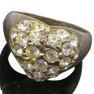 925 Sterling Silver Vintage Cubic Zirconia Heart Cocktail Ring Sz 7 RG15110