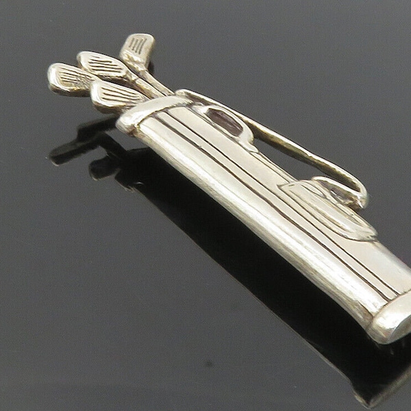 H&H DEMATTEO 925 Sterling Silver - Vintage Bag Of Golf Clubs Brooch Pin - BP3306