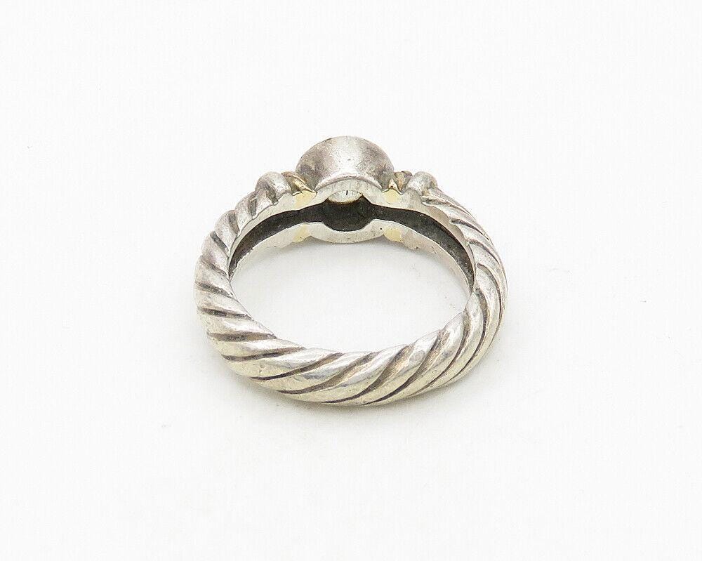 925 Silver & 14K GOLD Vintage Cubic Zirconia Twist Band Ring