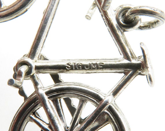 925 Sterling Silver - Vintage Shiny Bicycle Motif… - image 5