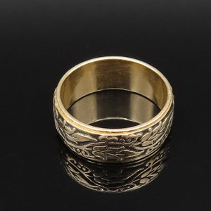 COLUMBIA 14K GOLD Vintage Victorian Engraved Leaf Vine Ring Sz 9.5 ...